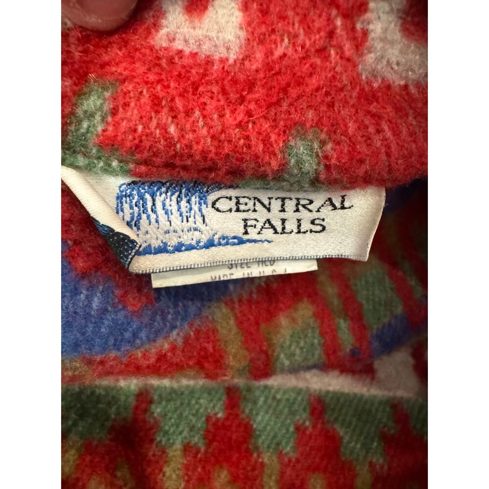 Vintage Central Falls Aztec Flannel Fleece Cardigan Medium Usa View 3